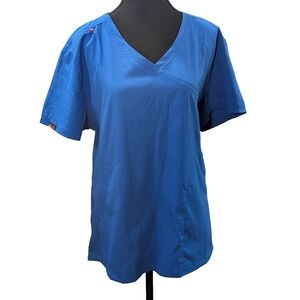 Koi Lite Philosophy Scrub Top Blue Mock Wrap Slim Fit Performance Women's XL